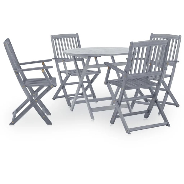 Set Mobilier De Grădină 5 Piese Gri Lemn Masiv De Acacia 46349